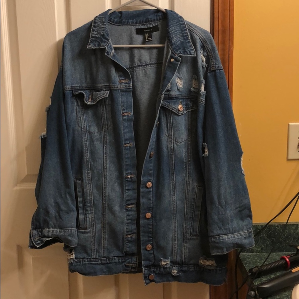 Distressed jean jacket